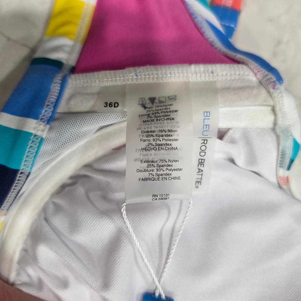 Bleu Rod Beattie Women Multicolor‎ Striped Underwire Bikini Set 36D Size 10 NWT